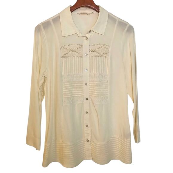 Soft Surroundings Ivory White Sydney Button Up Lagenlook Boho Tunic Top - Picture 2 of 7